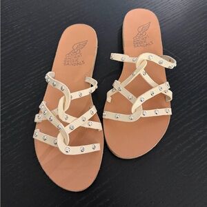 Ancient Greek Sandals. White and tan